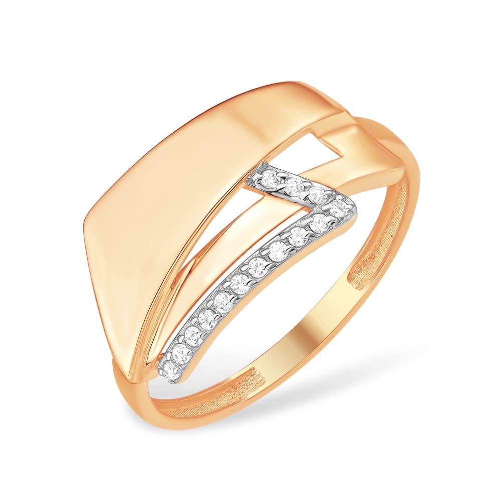 Кольцо из красного золота с фианитами