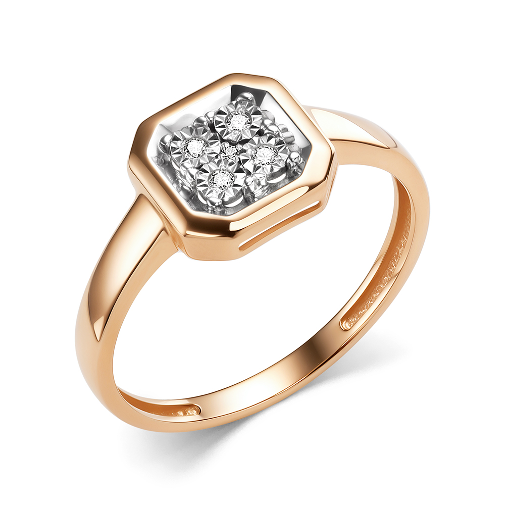 Кольцо из красного золота с бриллиантами