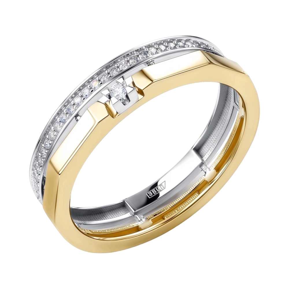 Ювелирное изделие - Обручальное кольцо из комбинированного золота с бриллиантами в магазине Best-Gold 123461