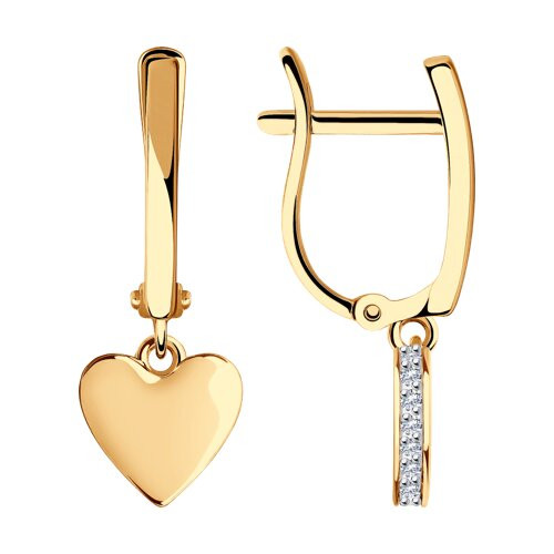 Ювелирное изделие - Серьги из красного золота с фианитами в магазине Best-Gold 031197