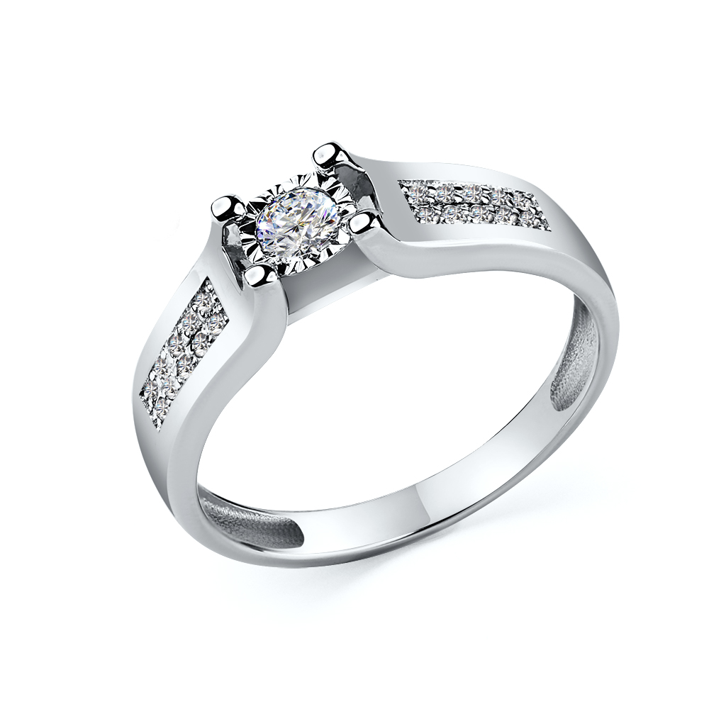 Ювелирное изделие - Кольцо из белого золота с бриллиантами в магазине Best-Gold 123066