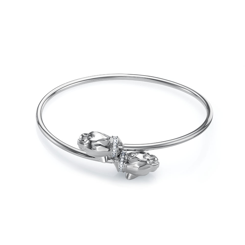 Браслет жесткий из серебра с фианитами