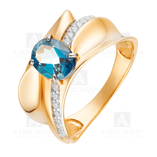 Ювелирное изделие - Кольцо из красного золота с ситаллом и фианитами в магазине Best-Gold 131977