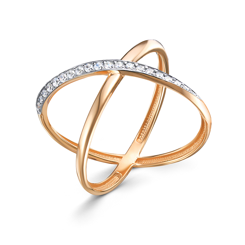 Кольцо из красного золота с фианитами