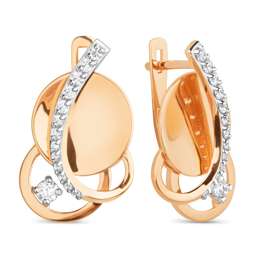 Ювелирное изделие - Серьги из красного золота с фианитами в магазине Best-Gold 102503