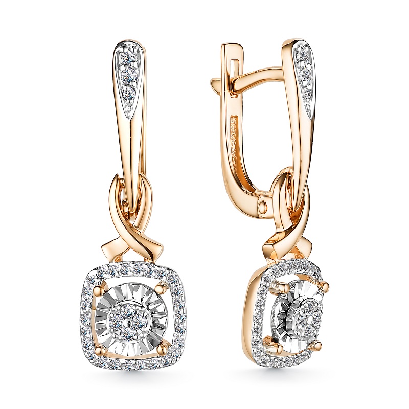 Ювелирное изделие - Серьги из красного золота с бриллиантами в магазине Best-Gold 154382