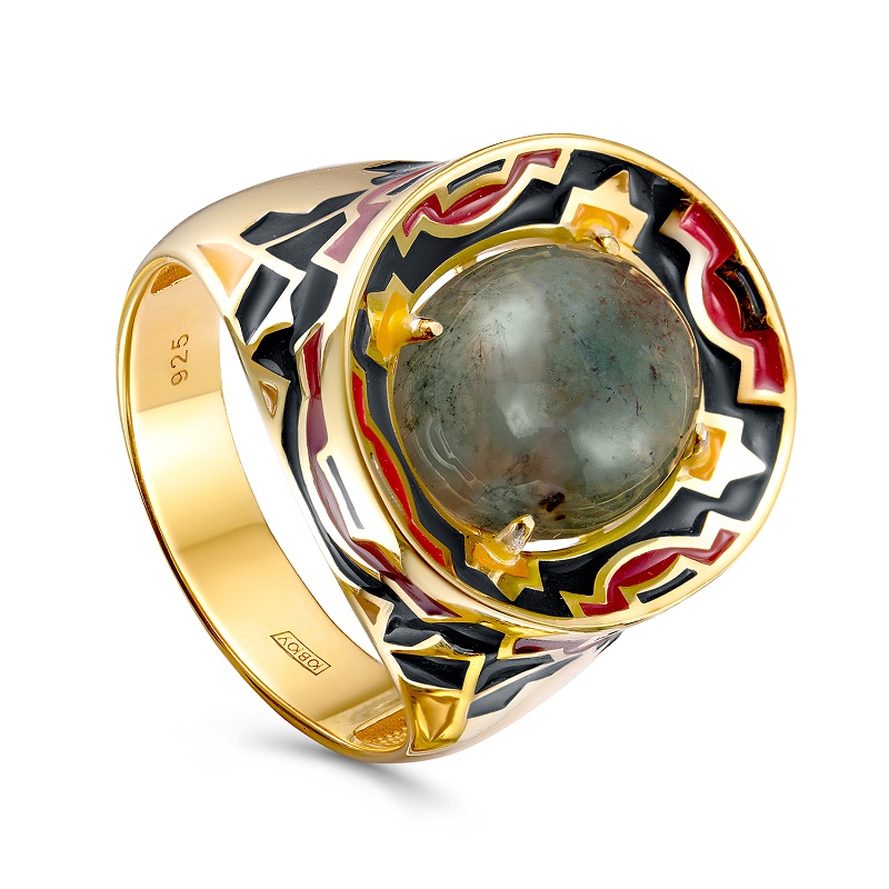 Кольцо из серебра с агатом