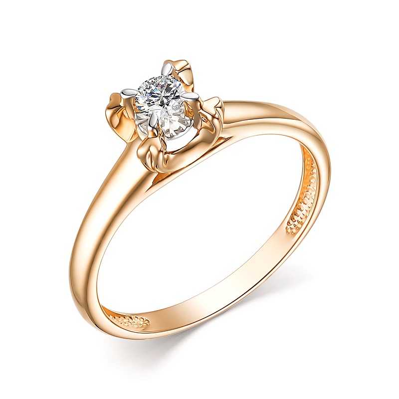 Ювелирное изделие - Кольцо из красного золота с бриллиантом в магазине Best-Gold 155630