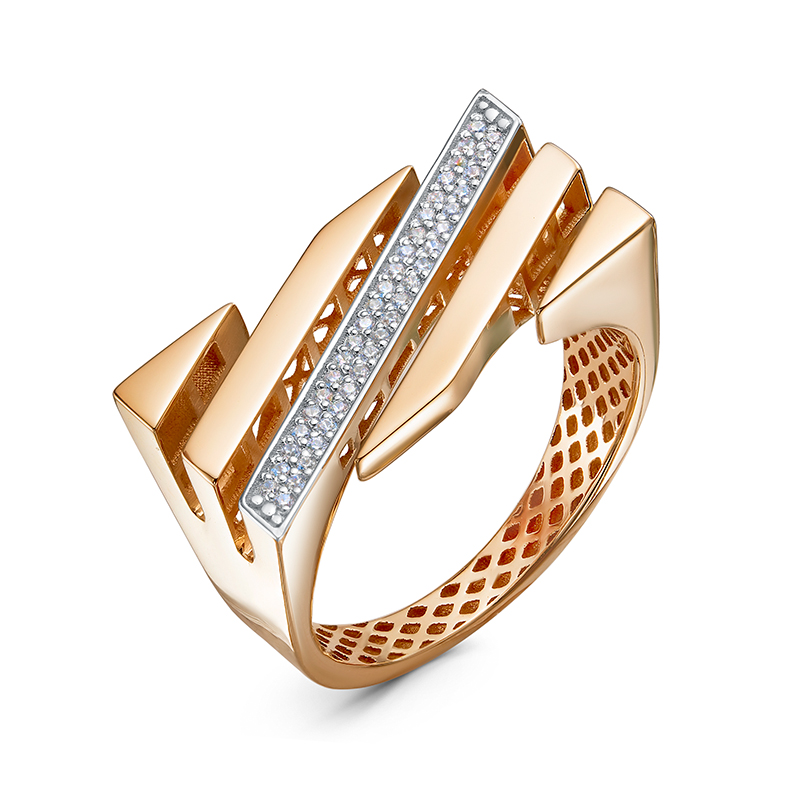 Кольцо из красного золота с фианитами