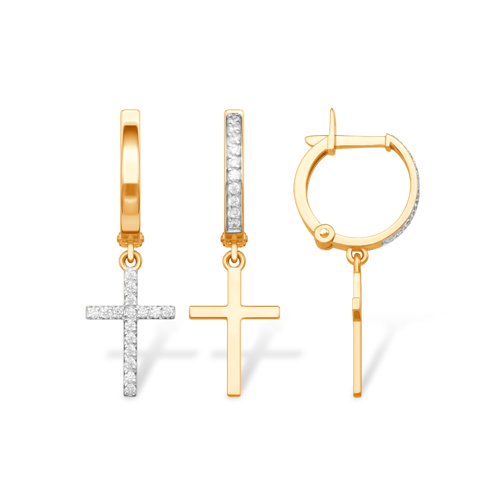 Ювелирное изделие - Серьги из красного золота с фианитами в магазине Best-Gold 048967