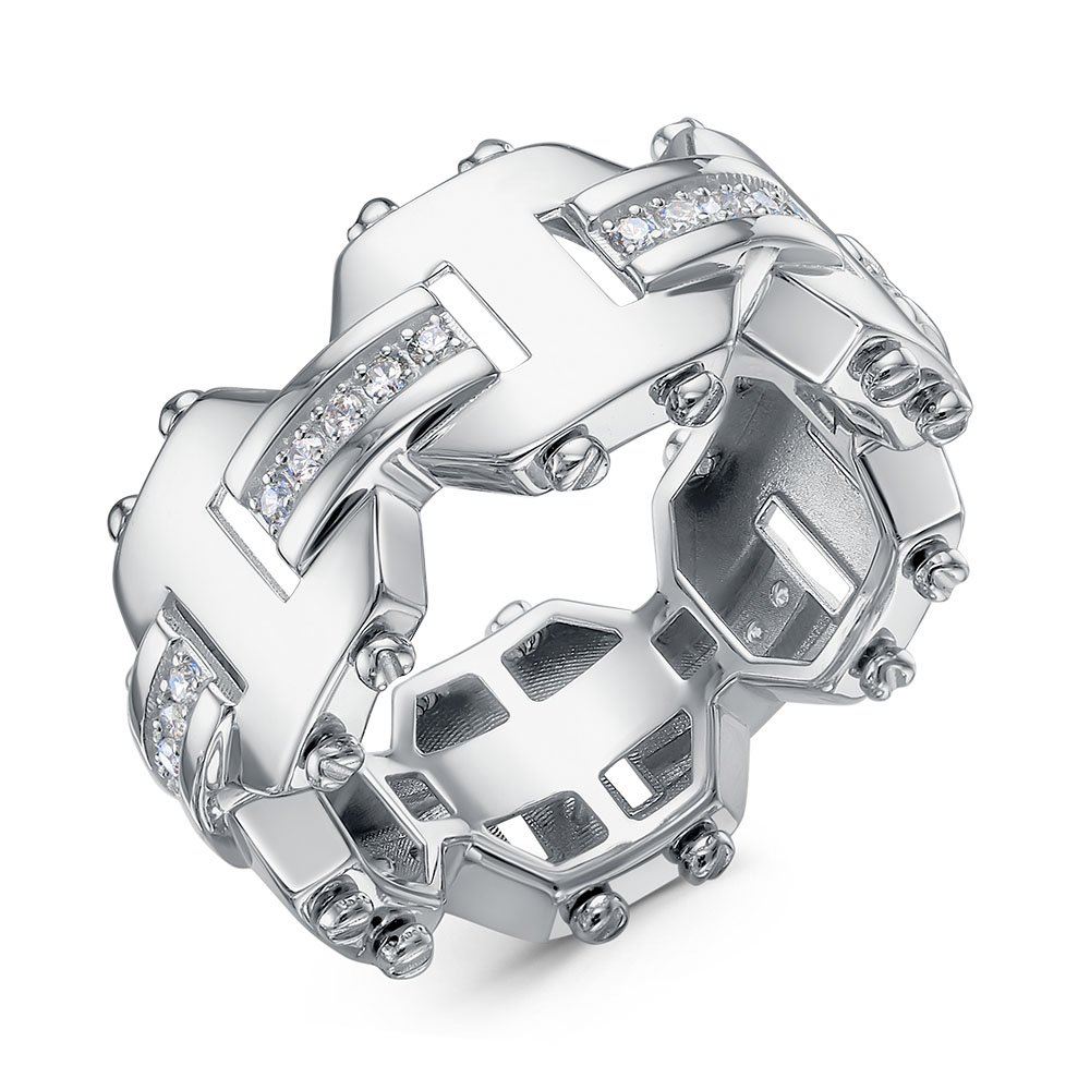 Кольцо из белого золота с фианитами