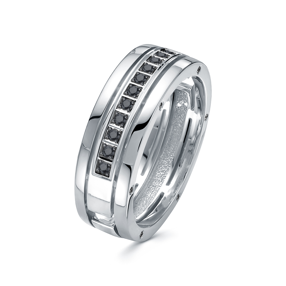 Обручальное кольцо из белого золота с бриллиантами