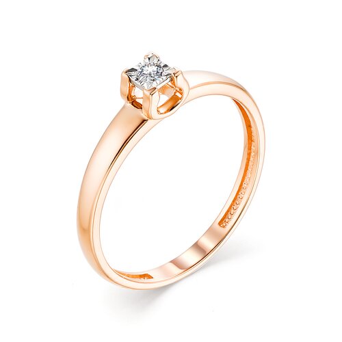 Кольцо помолвочное из красного золота с бриллиантом