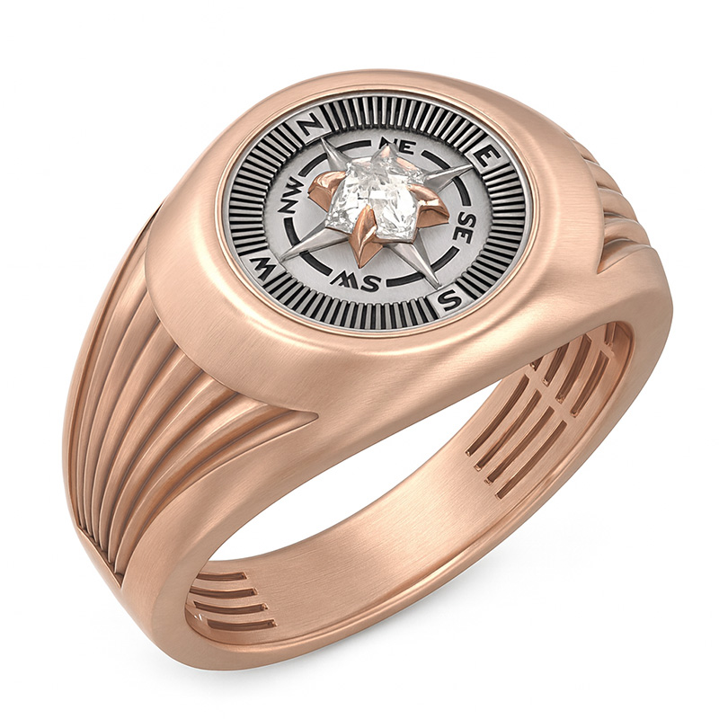 Печатка мужская из красного золота с бриллиантом