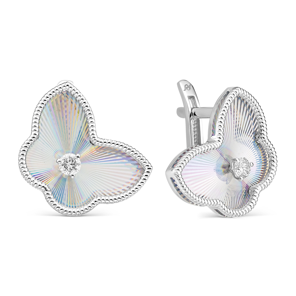 Ювелирное изделие - Серьги из белого золота с бриллиантами в магазине Best-Gold 157231