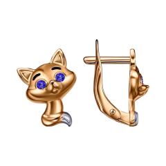 Ювелирное изделие - Серьги из красного золота с фианитами в магазине Best-Gold 150624