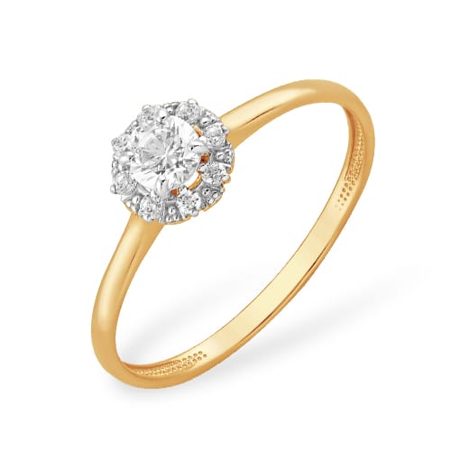 Кольцо из красного золота с фианитами