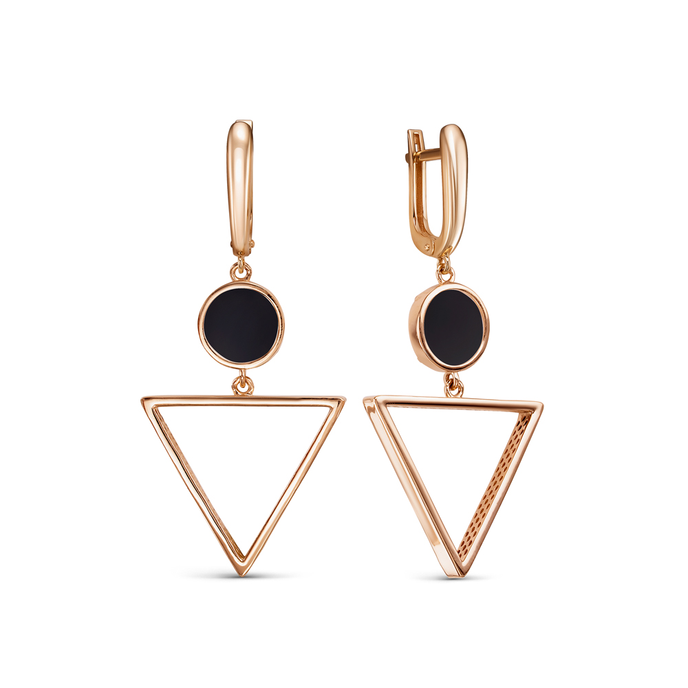 Ювелирное изделие - Серьги из красного золота с ониксами в магазине Best-Gold 034965