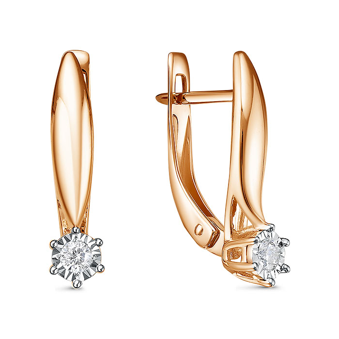 Ювелирное изделие - Серьги из красного золота с бриллиантами в магазине Best-Gold 155440