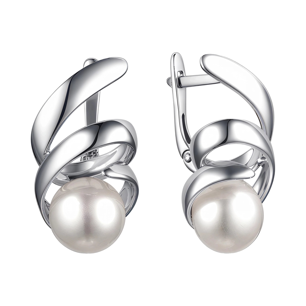 Ювелирное изделие - Серьги из серебра с жемчугом в магазине Best-Gold 153917