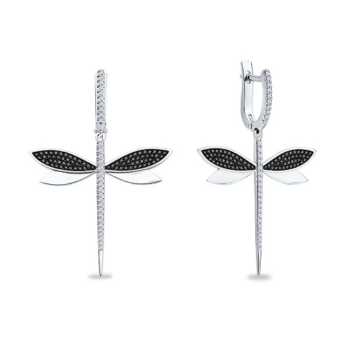 Ювелирное изделие - Серьги из белого золота с бриллиантами в магазине Best-Gold 144075