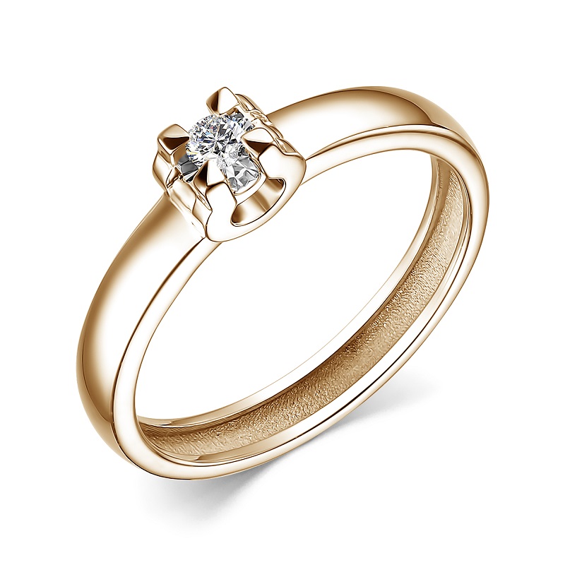 Кольцо из красного золота с бриллиантом