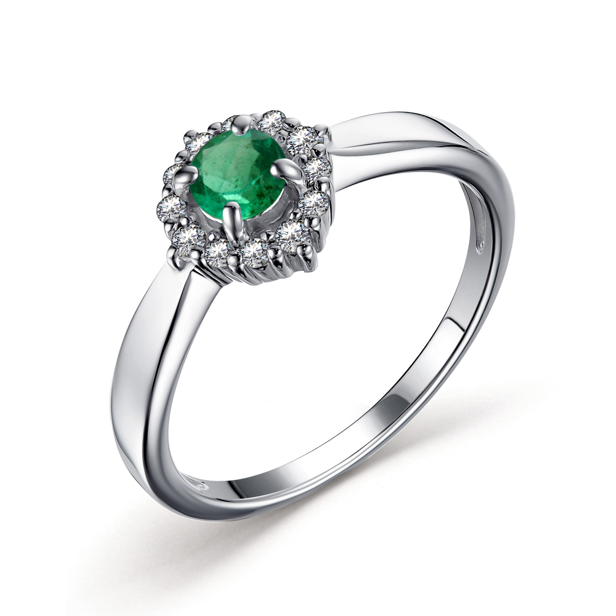Ювелирное изделие - Кольцо в серебре с изумрудом и фианиом в магазине Best-Gold 126898