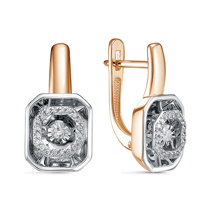 Ювелирное изделие - Серьги из красного золота с бриллиантами в магазине Best-Gold 157282