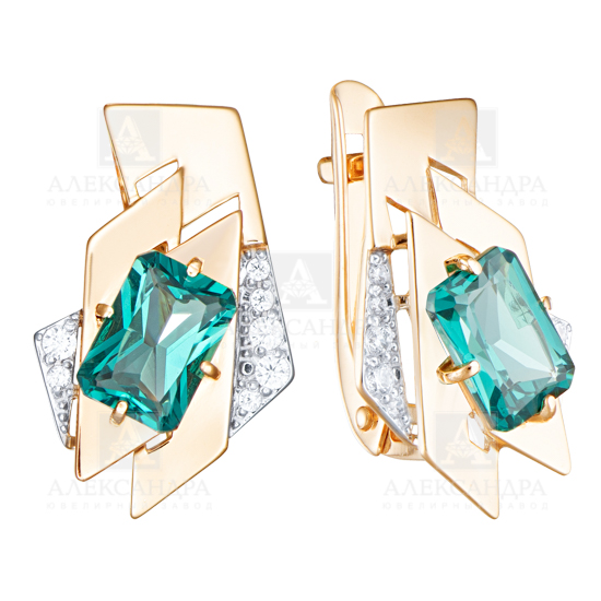 Ювелирное изделие - Серьги из красного золота с лондон топазом и фианитами в магазине Best-Gold 154326