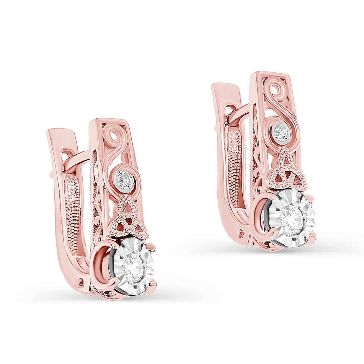 Ювелирное изделие - Серьги из красного золота с бриллиантами в магазине Best-Gold 154938