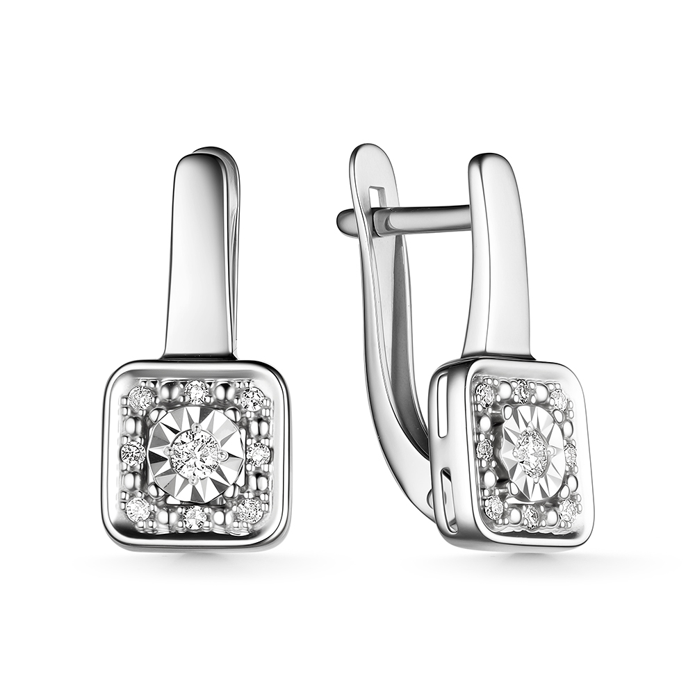 Ювелирное изделие - Серьги из белого золота с бриллиантами в магазине Best-Gold 157327