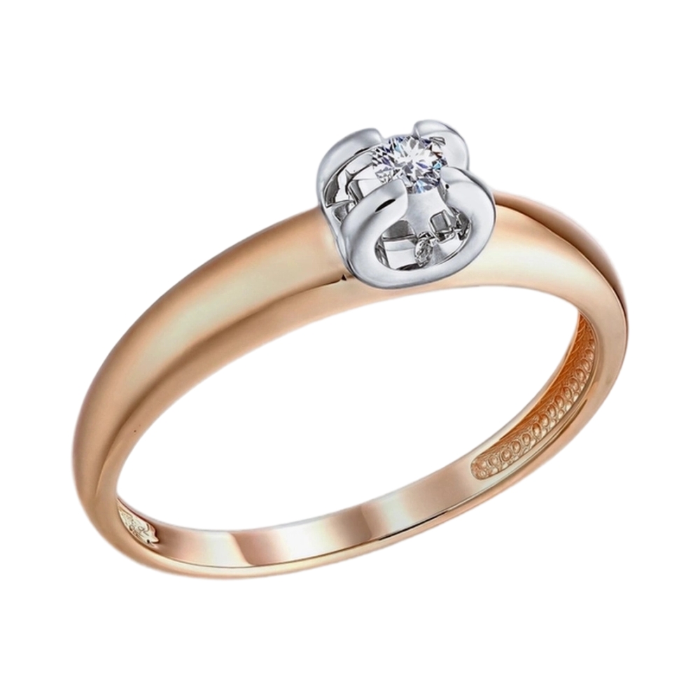 Кольцо из красного золота с бриллиантом