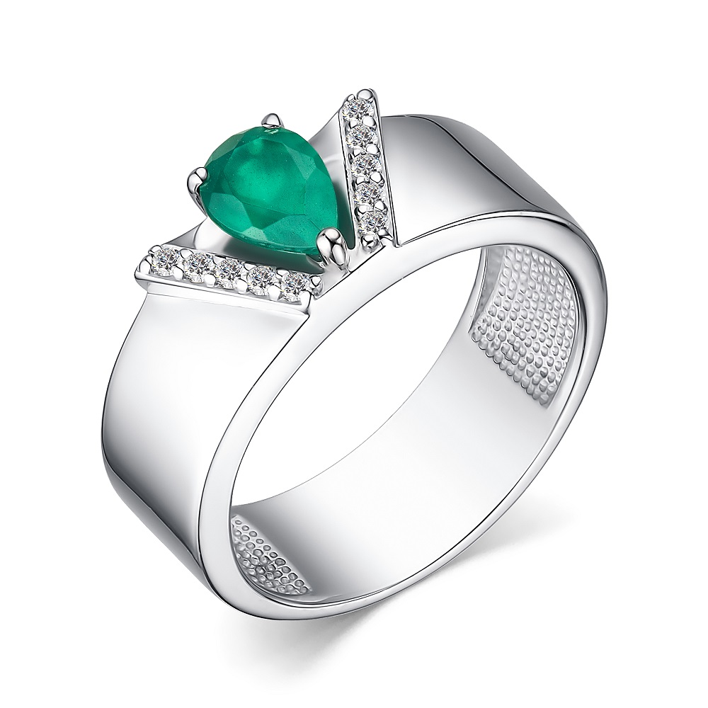 Ювелирное изделие - Кольцо из серебра с агатом и фианитами в магазине Best-Gold 146622