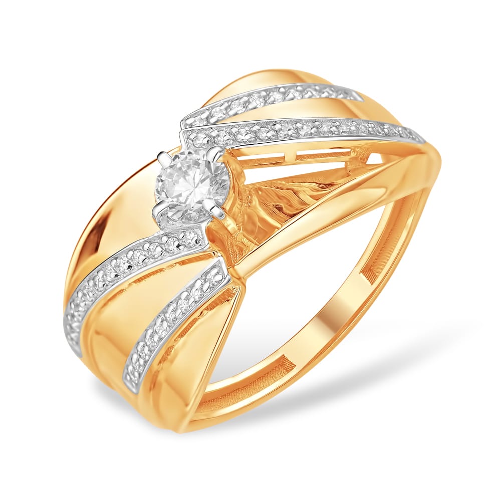 Кольцо из красного золота с фианитами