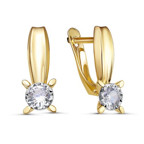 Ювелирное изделие - Серьги из жёлтого золота с фианитами в магазине Best-Gold 074251