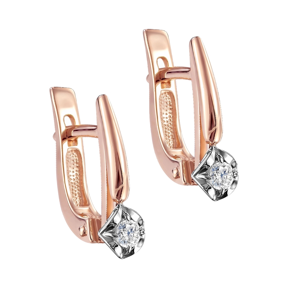 Ювелирное изделие - Серьги из красного золота с бриллиантами в магазине Best-Gold 154934