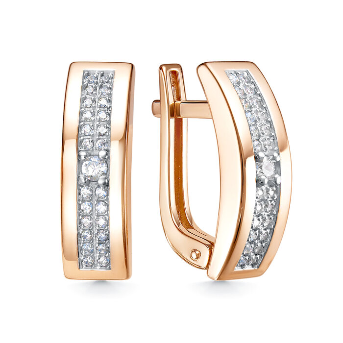 Ювелирное изделие - Серьги из красного золота с фианитами в магазине Best-Gold 147659