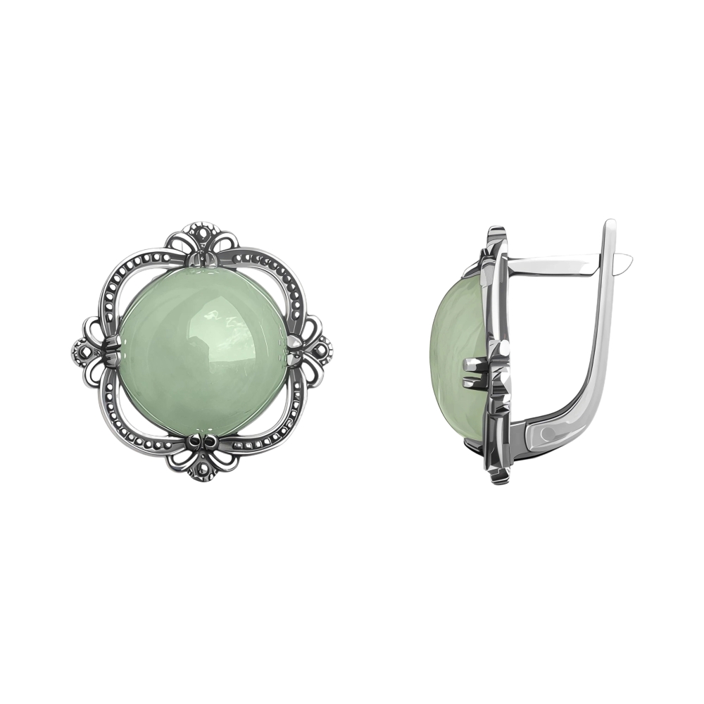 Ювелирное изделие - Серьги из серебра с нефритом в магазине Best-Gold 153157