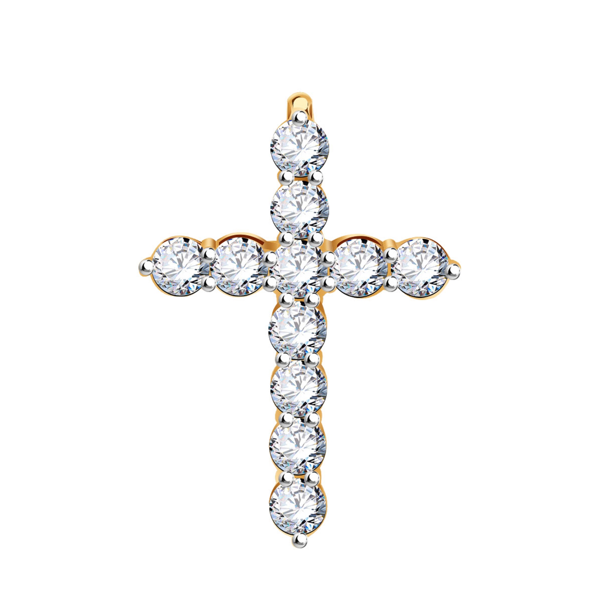 Ювелирное изделие - Крест из красного золота с фианитами в магазине Best-Gold 147628