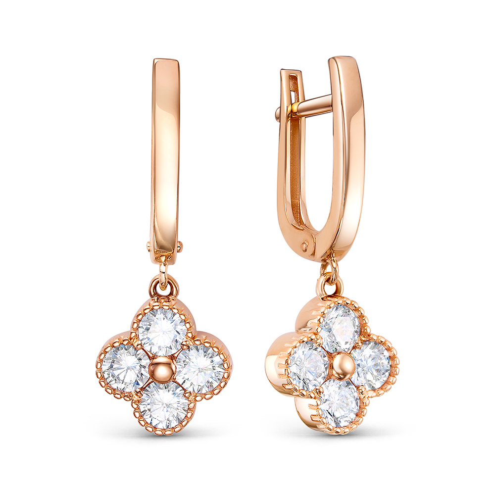 Ювелирное изделие - Серьги из красного золота с бриллианитами в магазине Best-Gold 157789