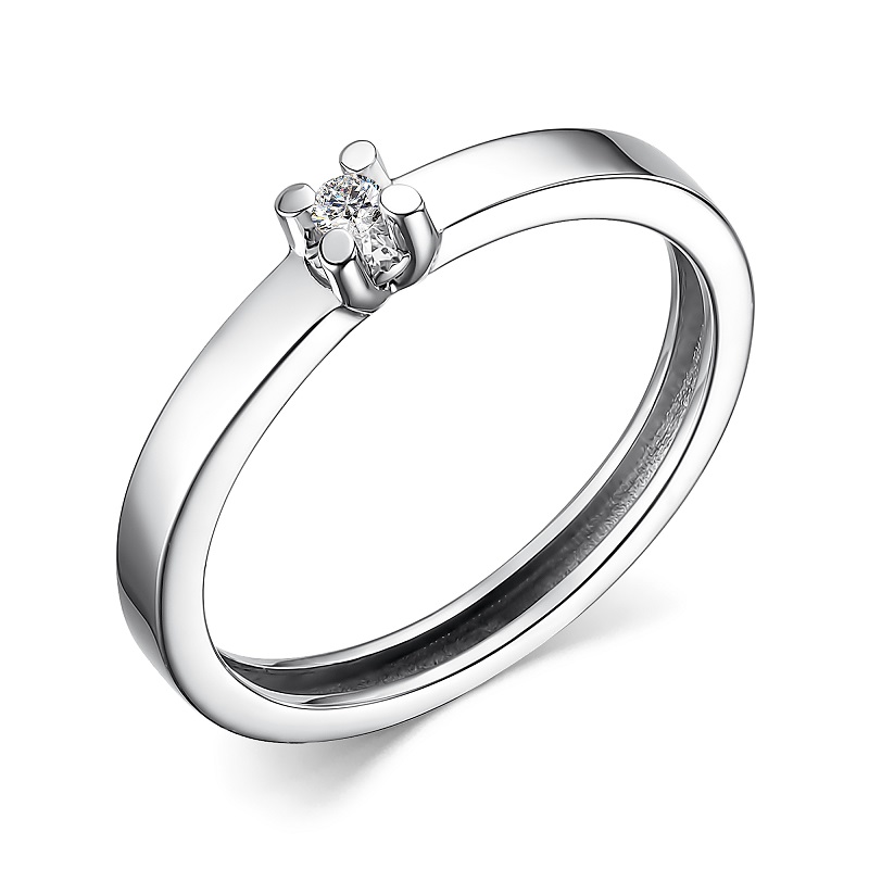 Ювелирное изделие - Кольцо из белого золота с бриллиантом в магазине Best-Gold 155646