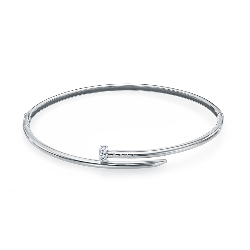 Ювелирное изделие - Браслет жесткий из белого золота с фианитами в магазине Best-Gold 142546