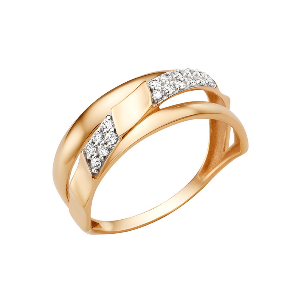 Кольцо из красного золота с фианитами