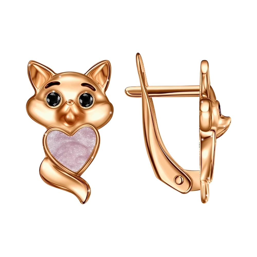 Ювелирное изделие - Серьги из красного золота с фианитами в магазине Best-Gold 150628