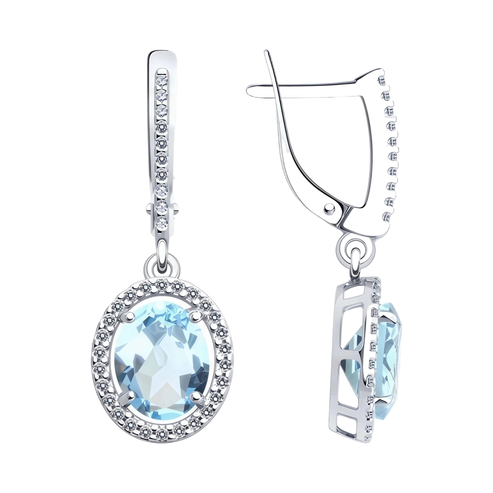 Ювелирное изделие - Серьги из серебра с топазом и фианитами в магазине Best-Gold 152569