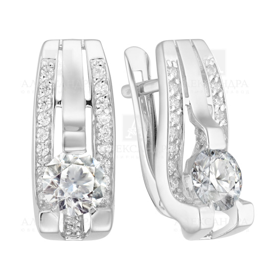 Ювелирное изделие - Серьги из белого золота с фианитами в магазине Best-Gold 139963