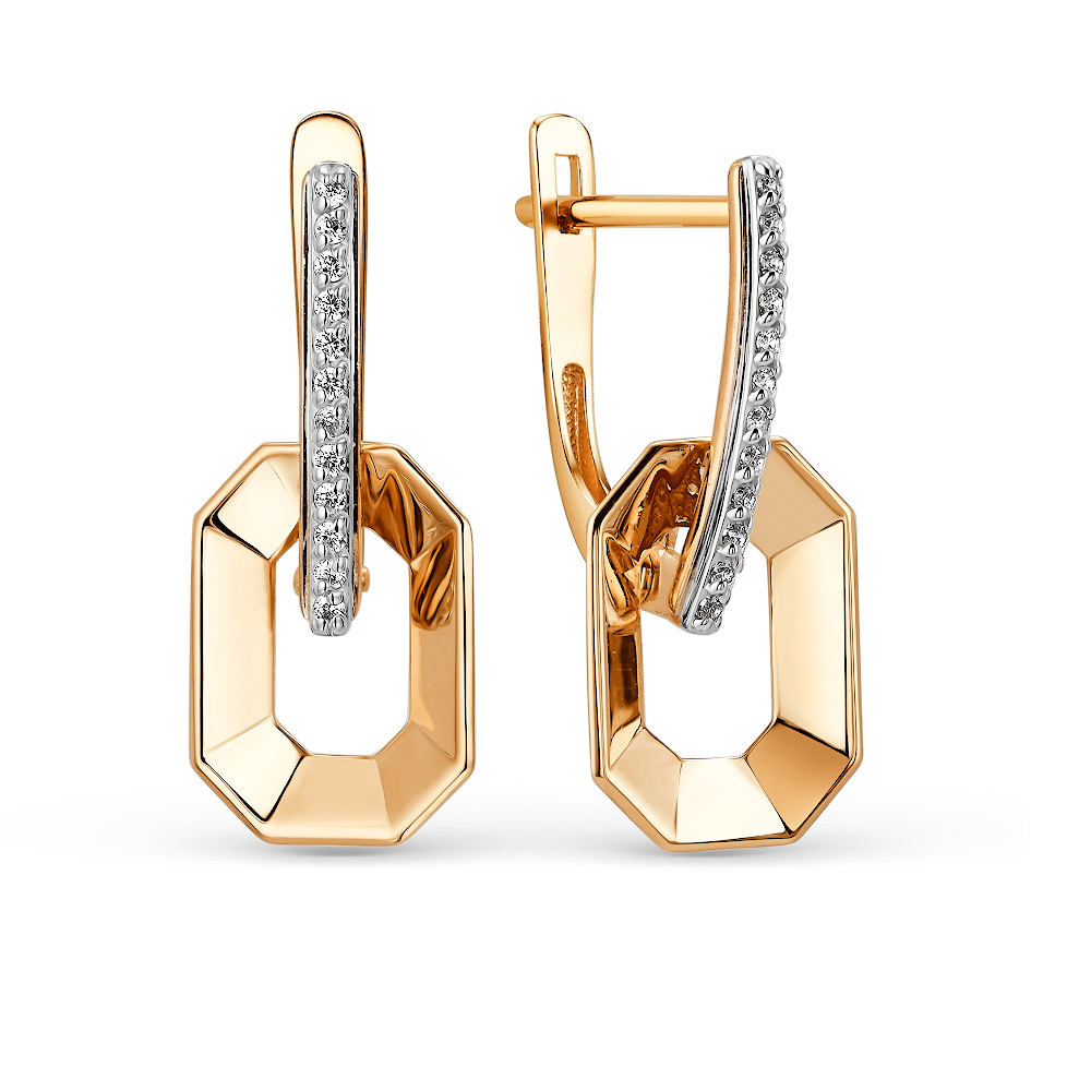 Ювелирное изделие - Серьги из красного золота с фианитами в магазине Best-Gold 151573