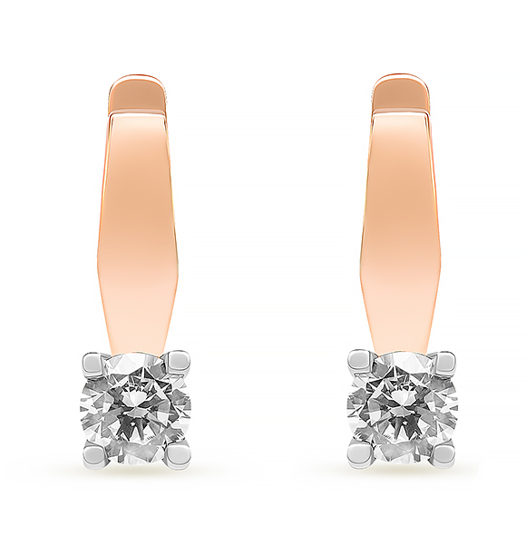 Серьги из красного золота с фианитами