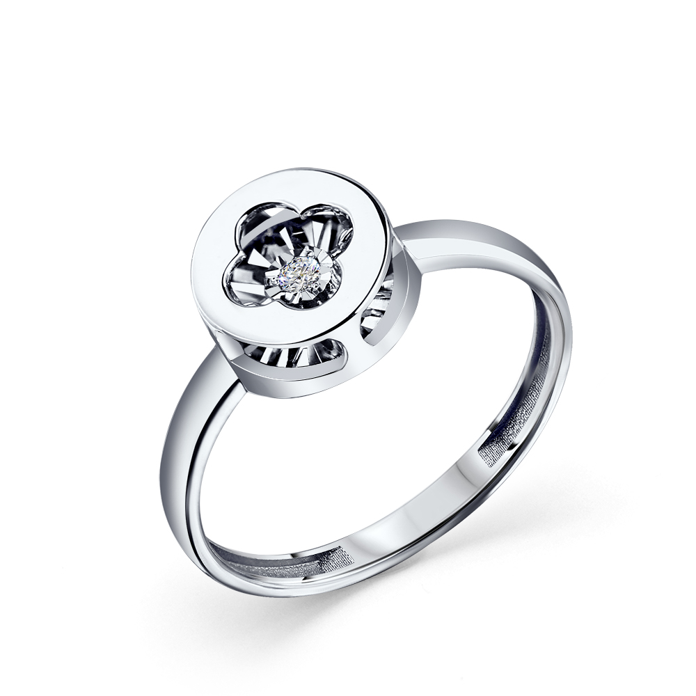 Ювелирное изделие - Кольцо из белого золота с бриллиантом в магазине Best-Gold 139858