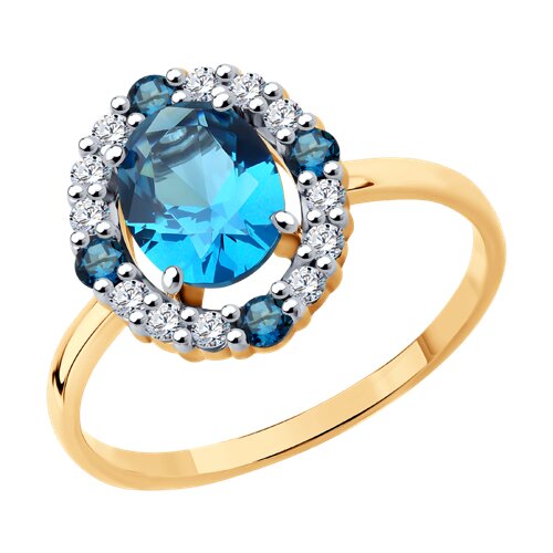 Ювелирное изделие - Кольцо из красного золота с топазом и фианитами в магазине Best-Gold 146772